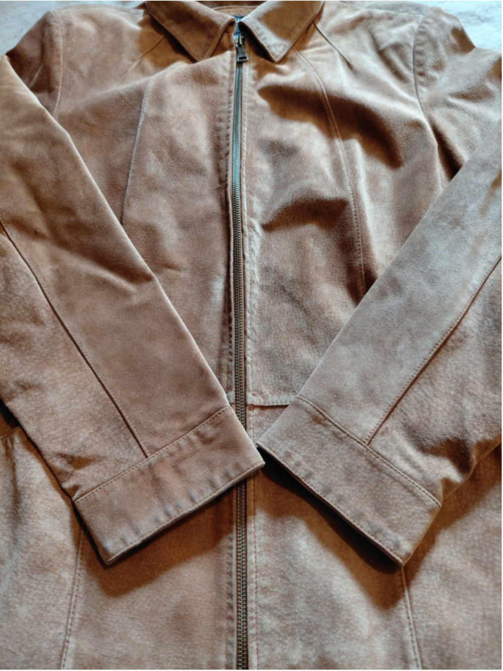 Bernardo For Nordstrom Genuine Leather Camel Zip Up Women’s Jacket Coat Medium - Picture 10 of 16
